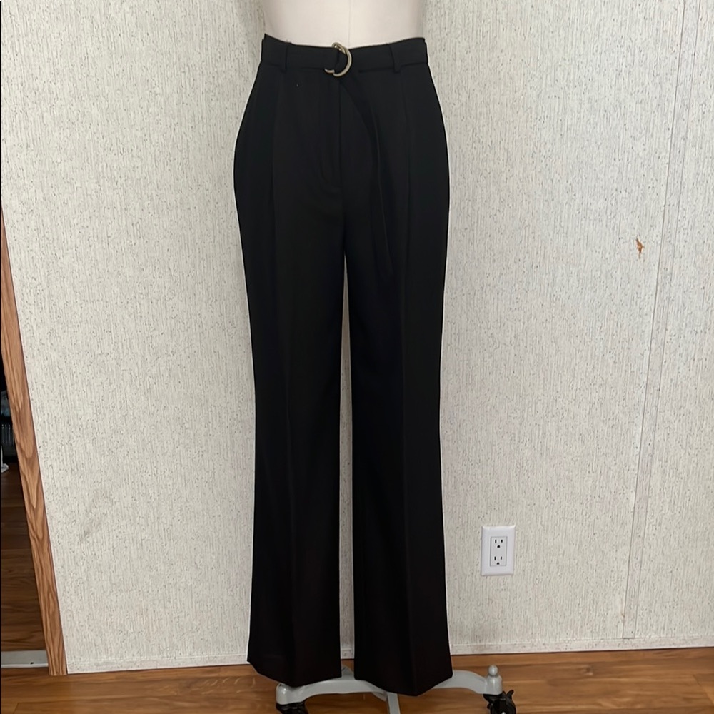 🆕 NWOT Alfani Black Trousers Soft Knit Straight Leg Size 2